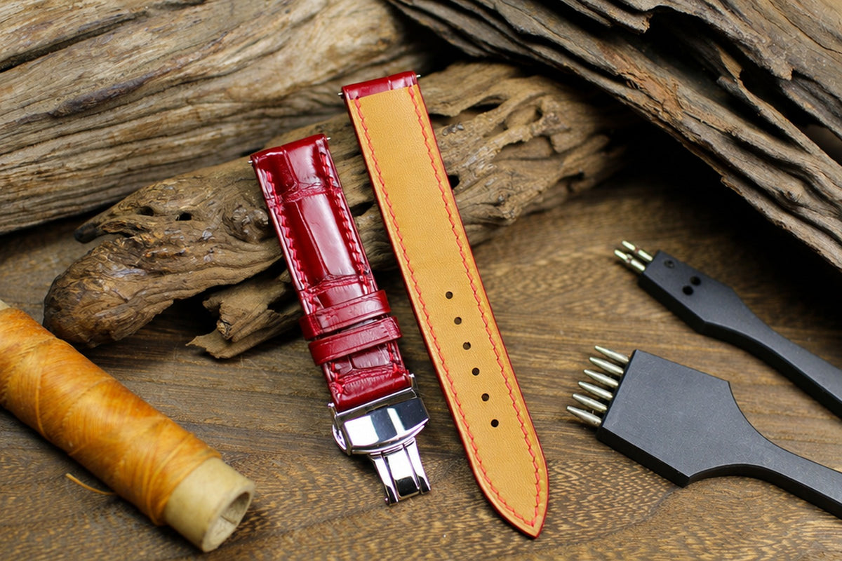 oxblood alligator leather watch strap – photo 2
