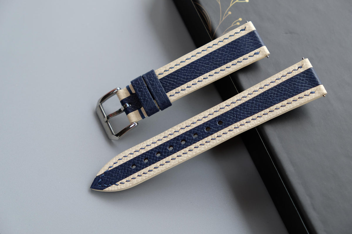 white & navy epsom leather watch strap – photo 2