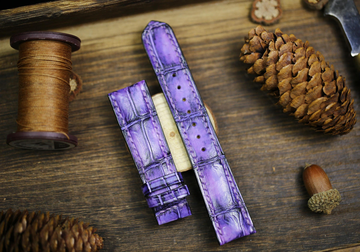 patina purple alligator leather watch strap – photo 2