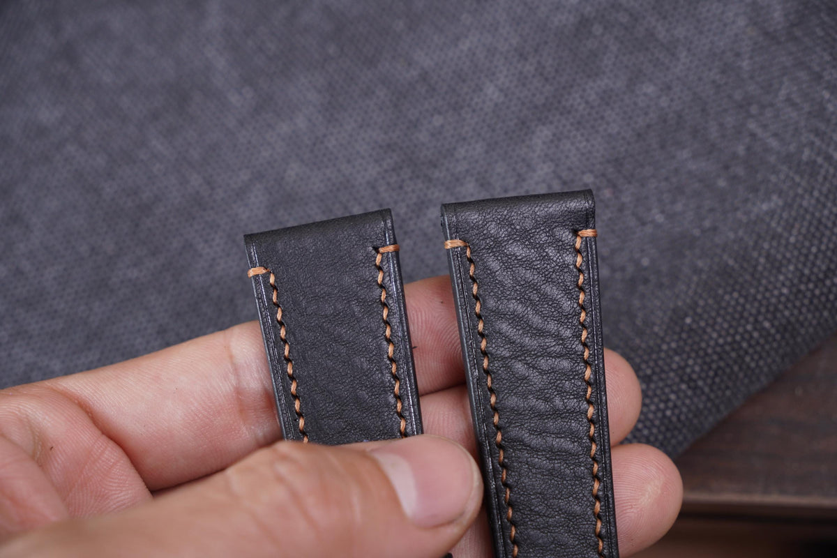 black & gold vachetta leather watch strap – photo 2