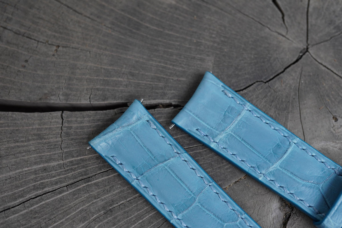 baby blue alligator leather watch strap – photo 2