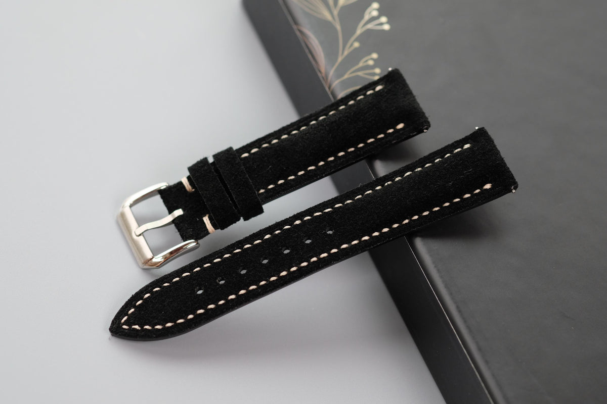 black suede leather watch strap – photo 2