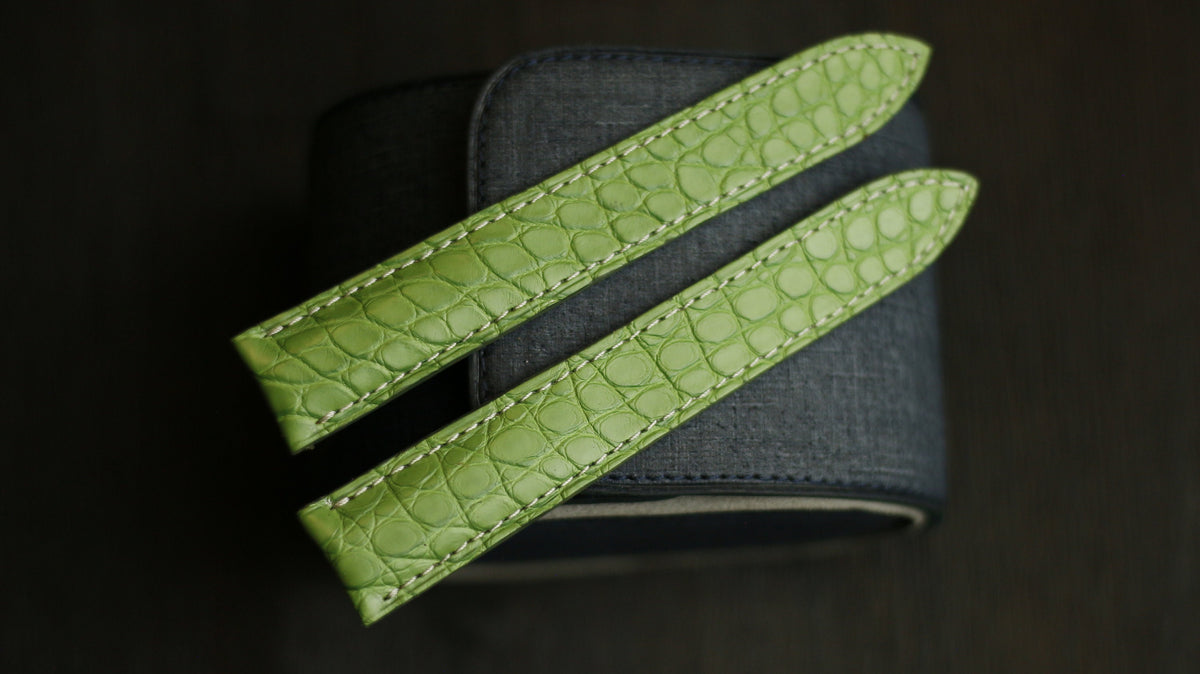 light green alligator leather watch strap – photo 2