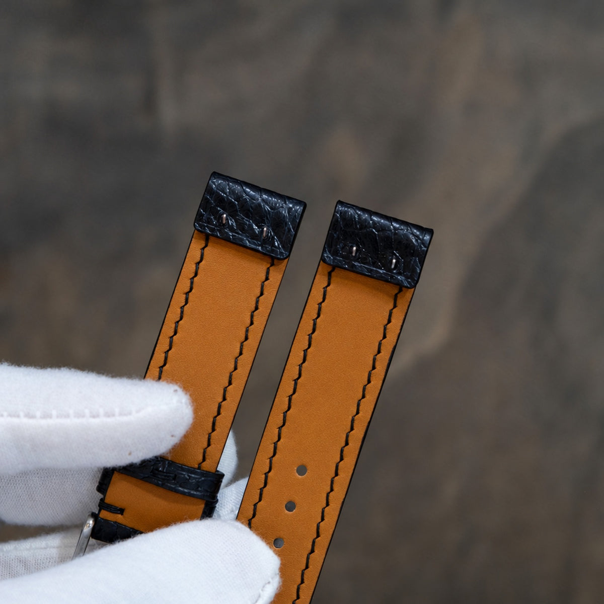 black ostrich leather watch strap – photo 2