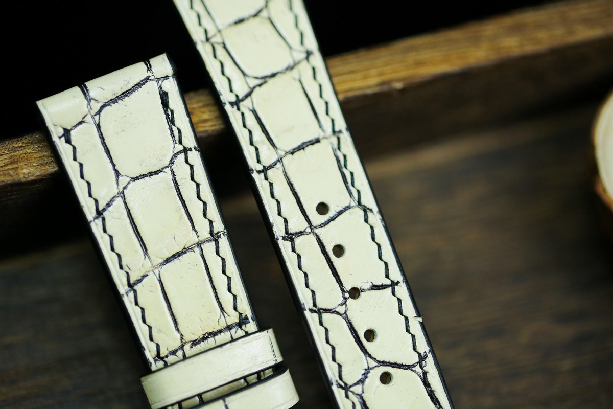 white & black alligator leather watch strap – photo 2
