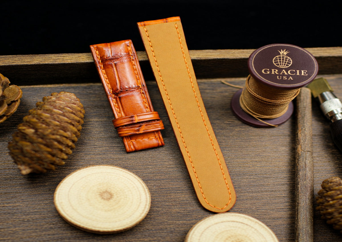 patina orange alligator leather watch strap – photo 2