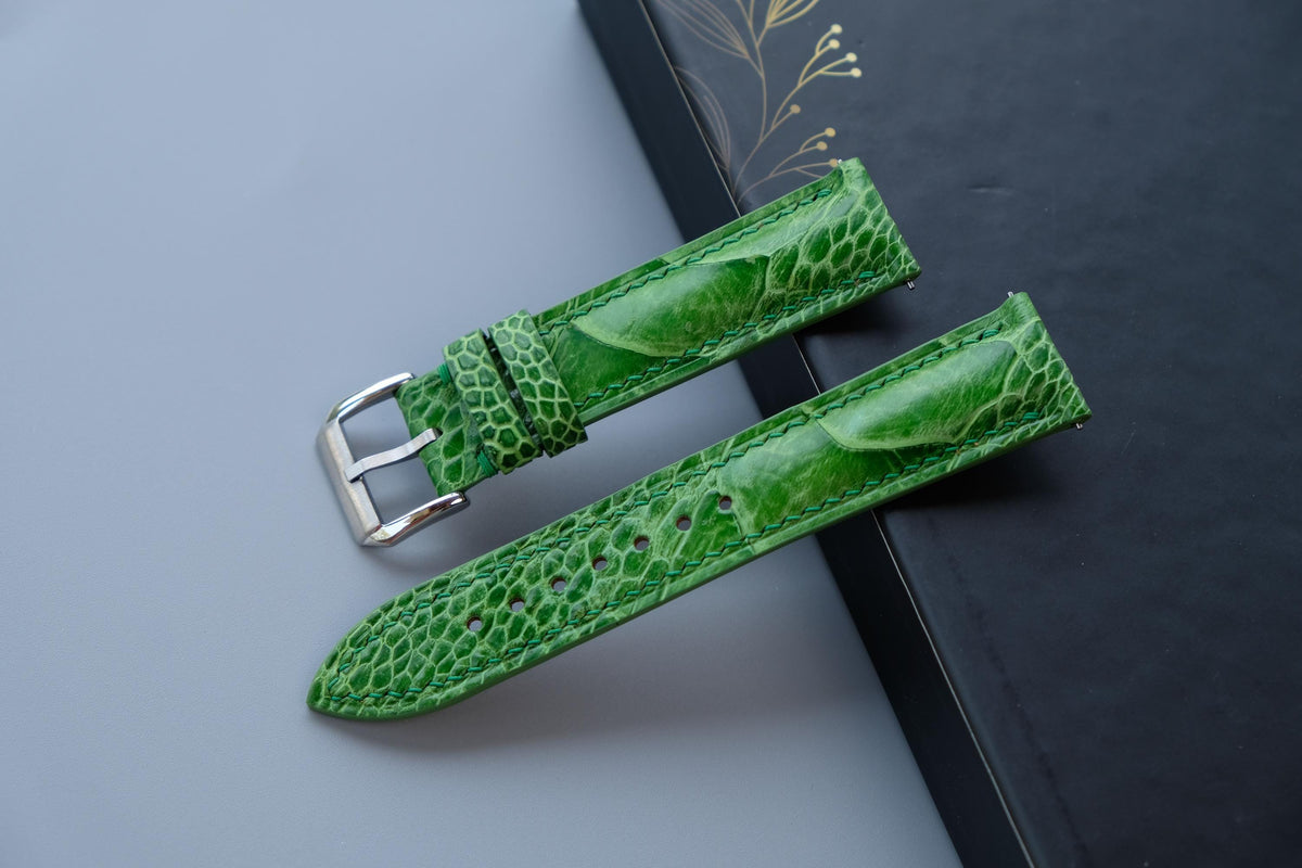 light green ostrich leather watch strap – photo 2