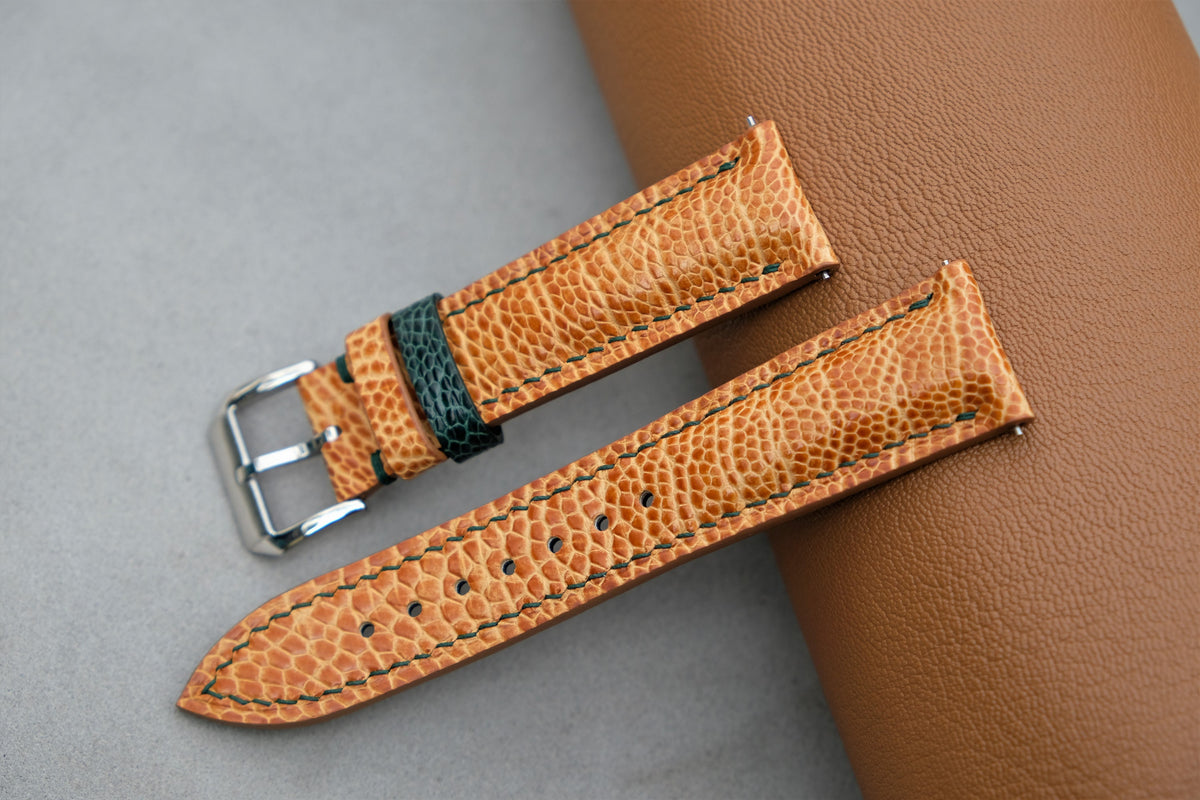 gold ostrich leather watch strap – photo 2