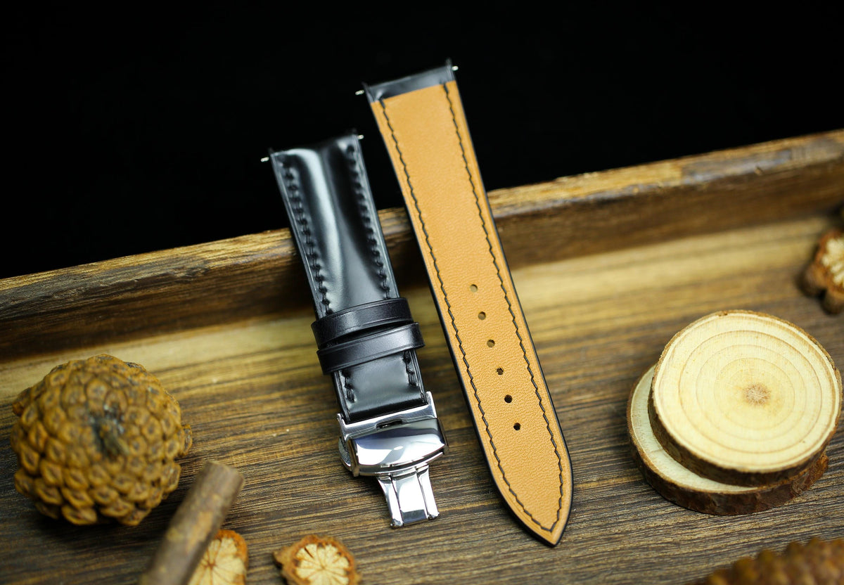black shell cordovan leather watch strap – photo 2