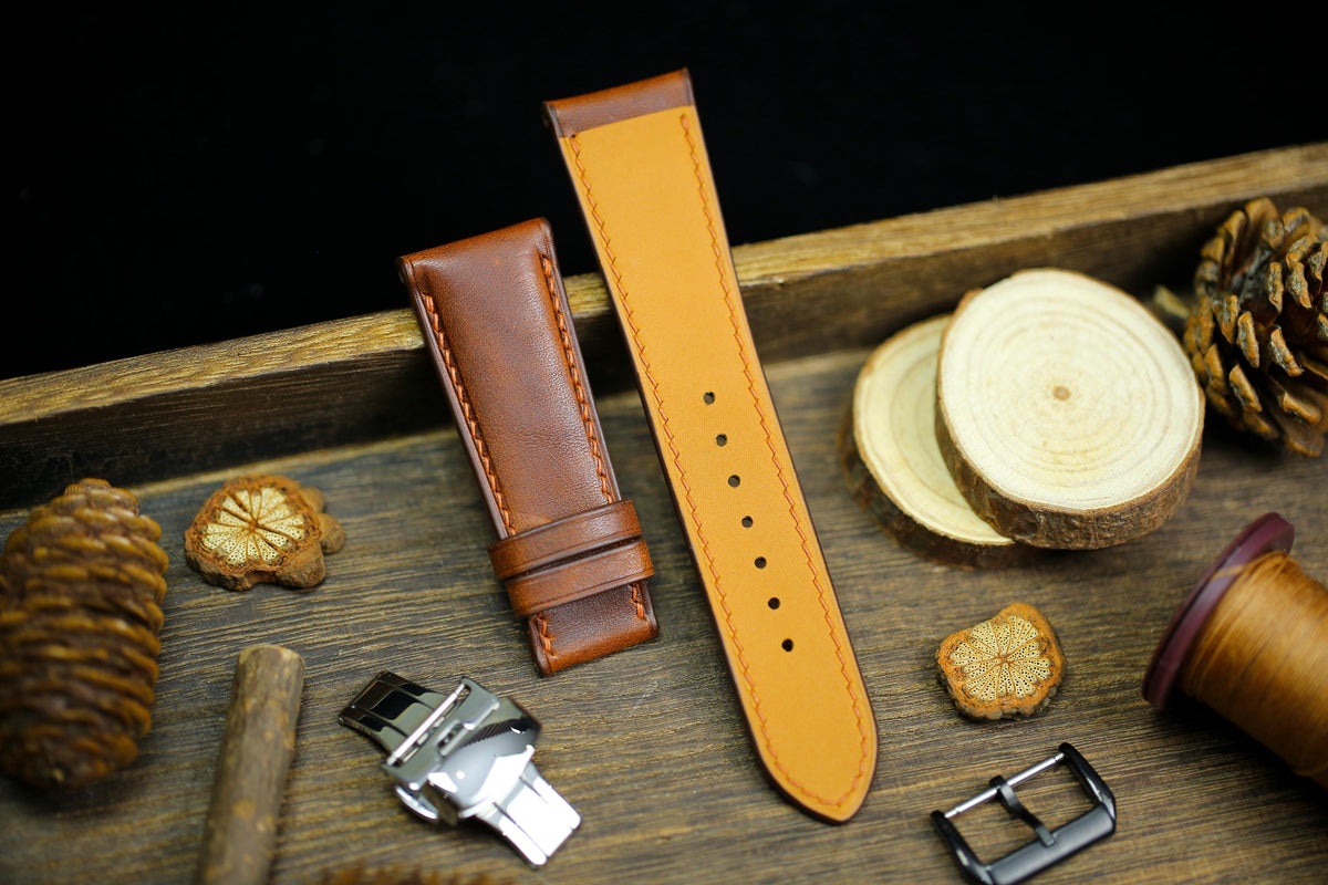 waxy brown vachetta leather watch strap – photo 2