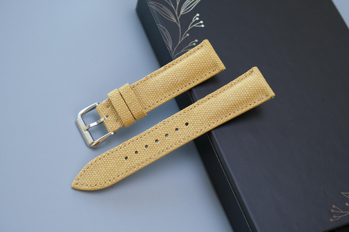 yellow canvas leather watch strap – photo 2