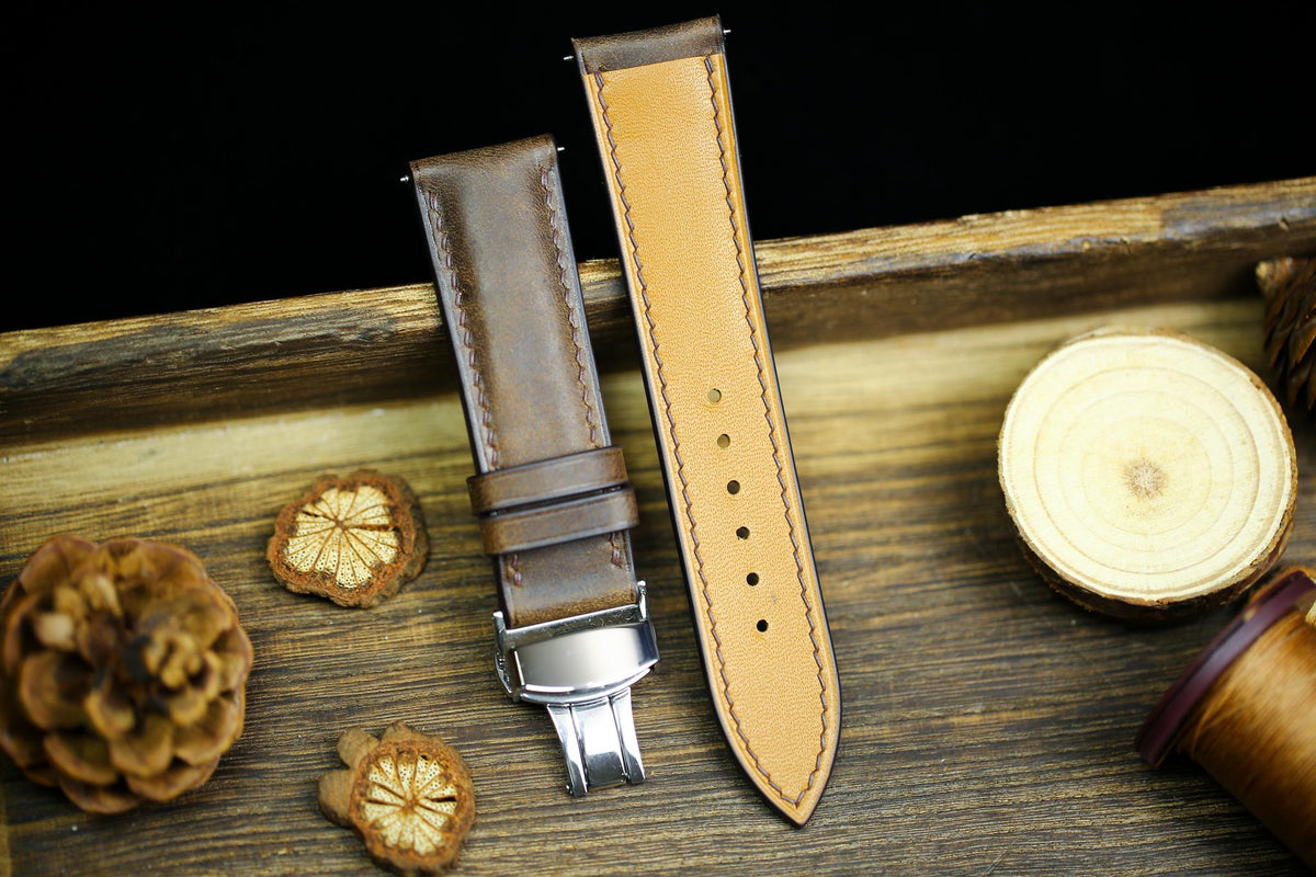 waxy brown maya leather watch strap – photo 2