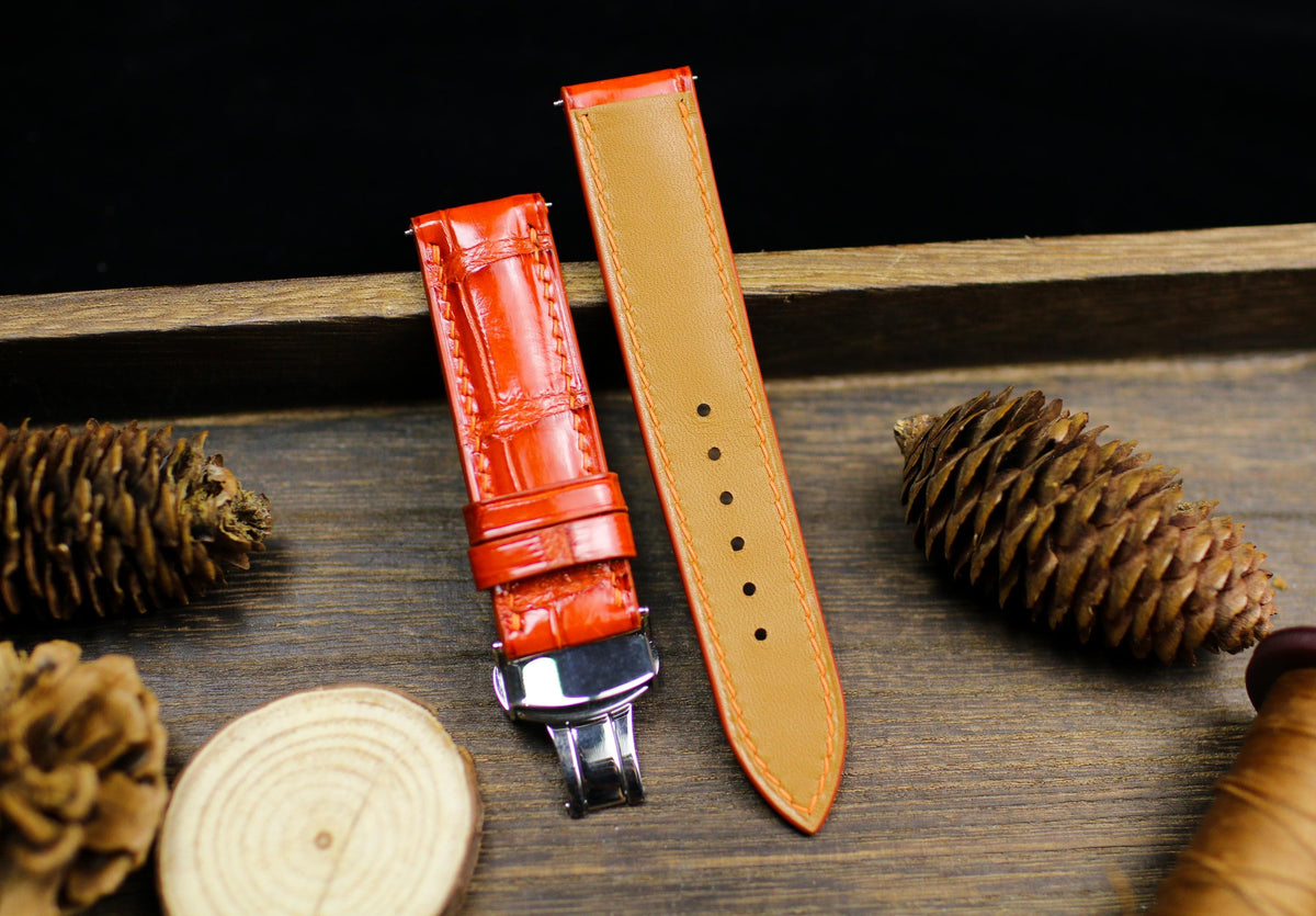 orange alligator leather watch strap – photo 2