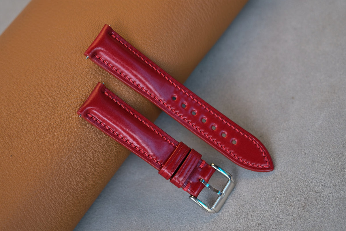 red shell cordovan leather watch strap – photo 2