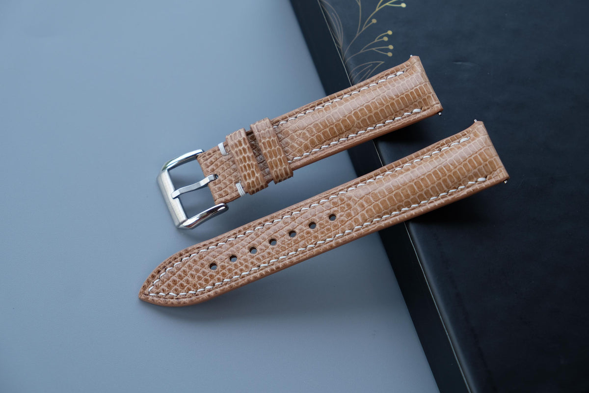 beige lizard leather watch strap – photo 2