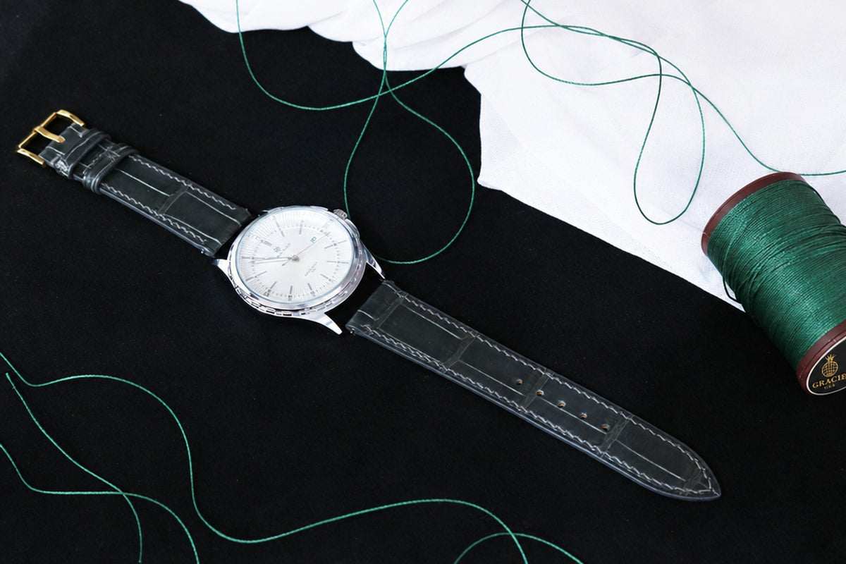 stone gray alligator leather watch strap – photo 2