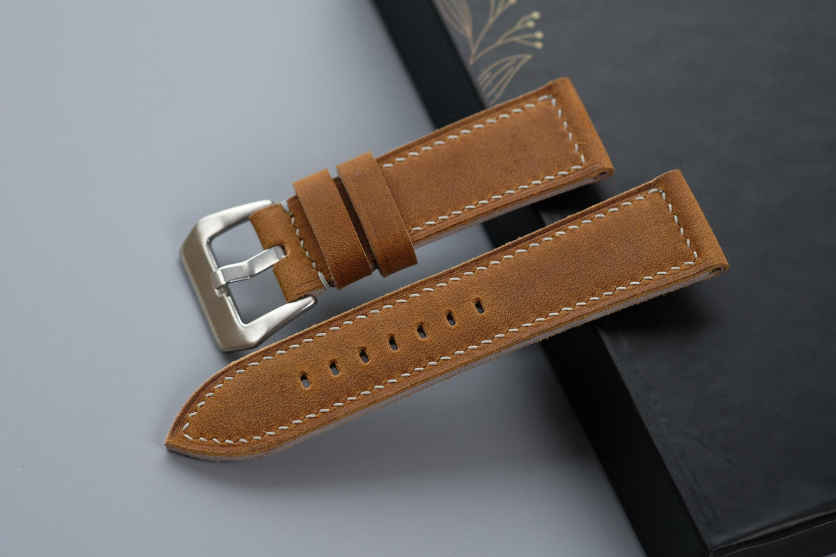 brown waxed leather watch strap – photo 2