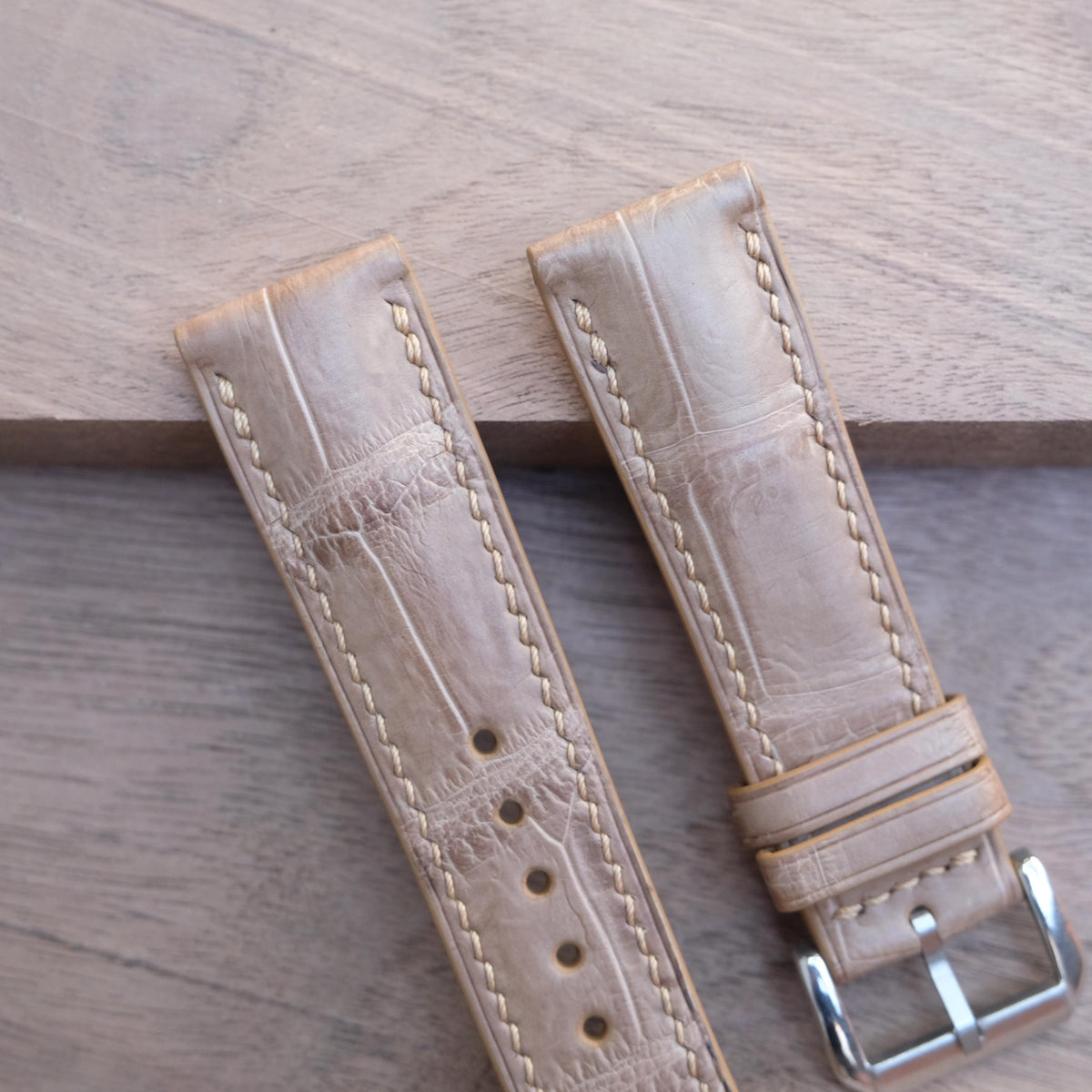 beige alligator leather watch strap – photo 2