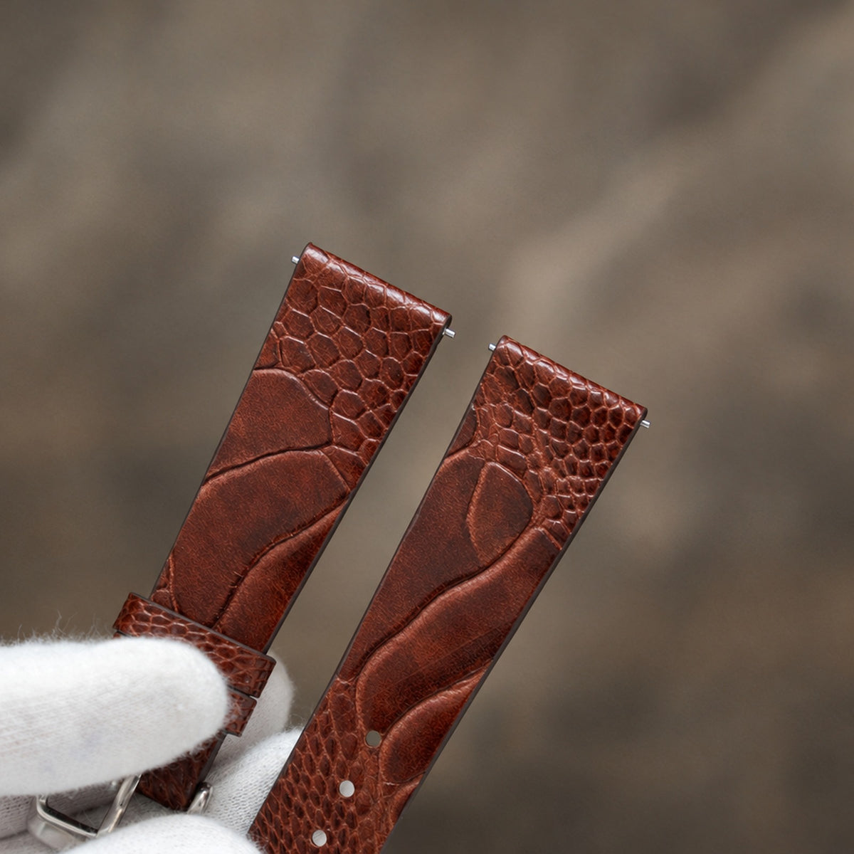 dark brown ostrich leather watch strap – photo 2