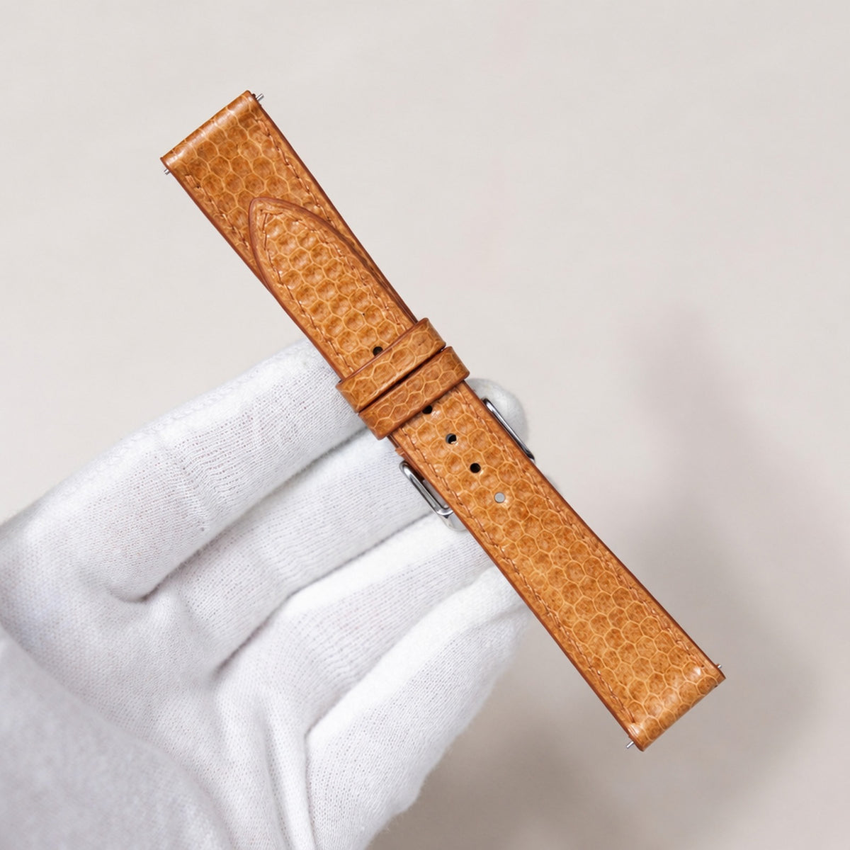 honey brown sea snake leather watch strap – photo 2