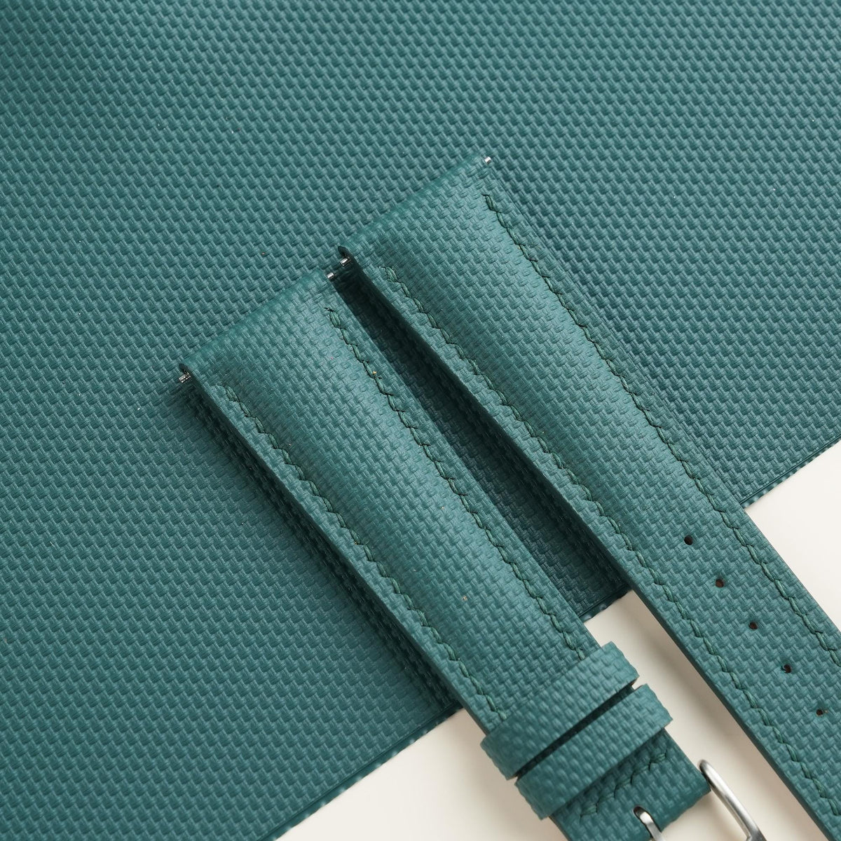aqua green sailcloth rubber leather watch strap – photo 2