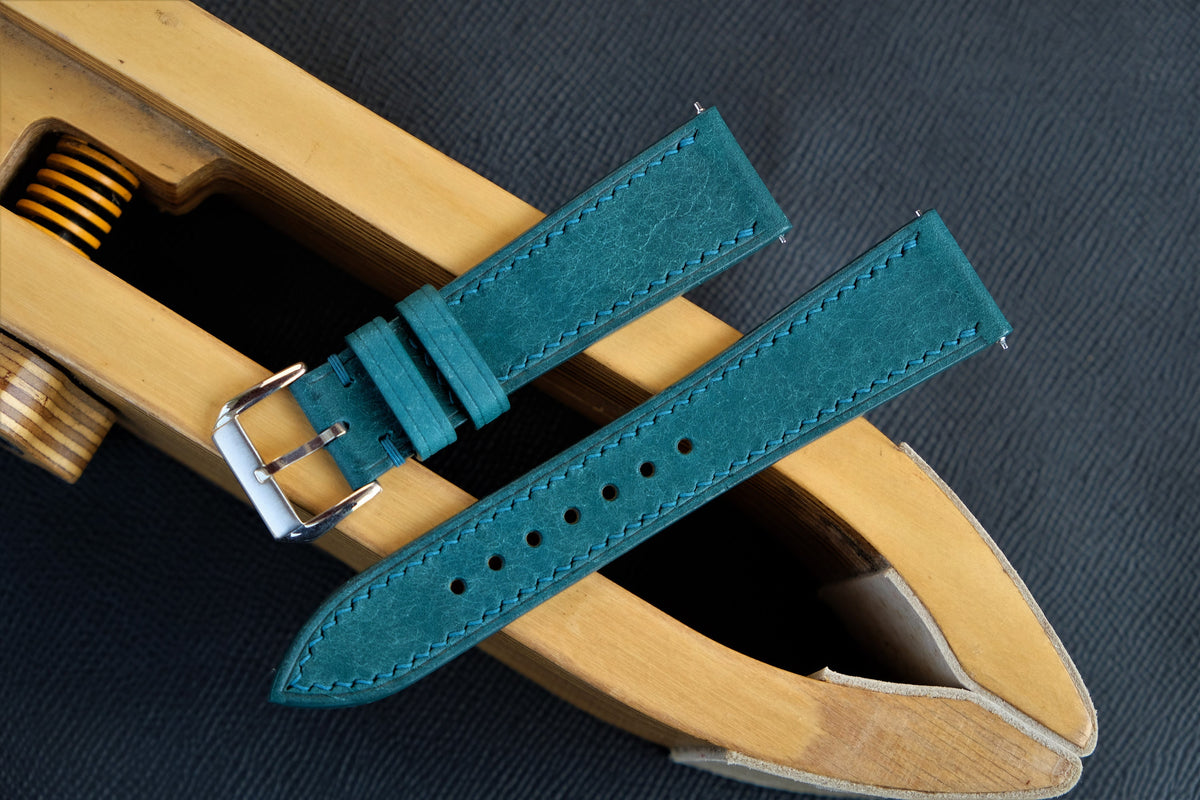 teal blue pueblo leather watch strap – photo 2