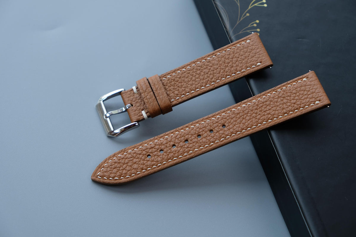 gold togo leather watch strap – photo 2