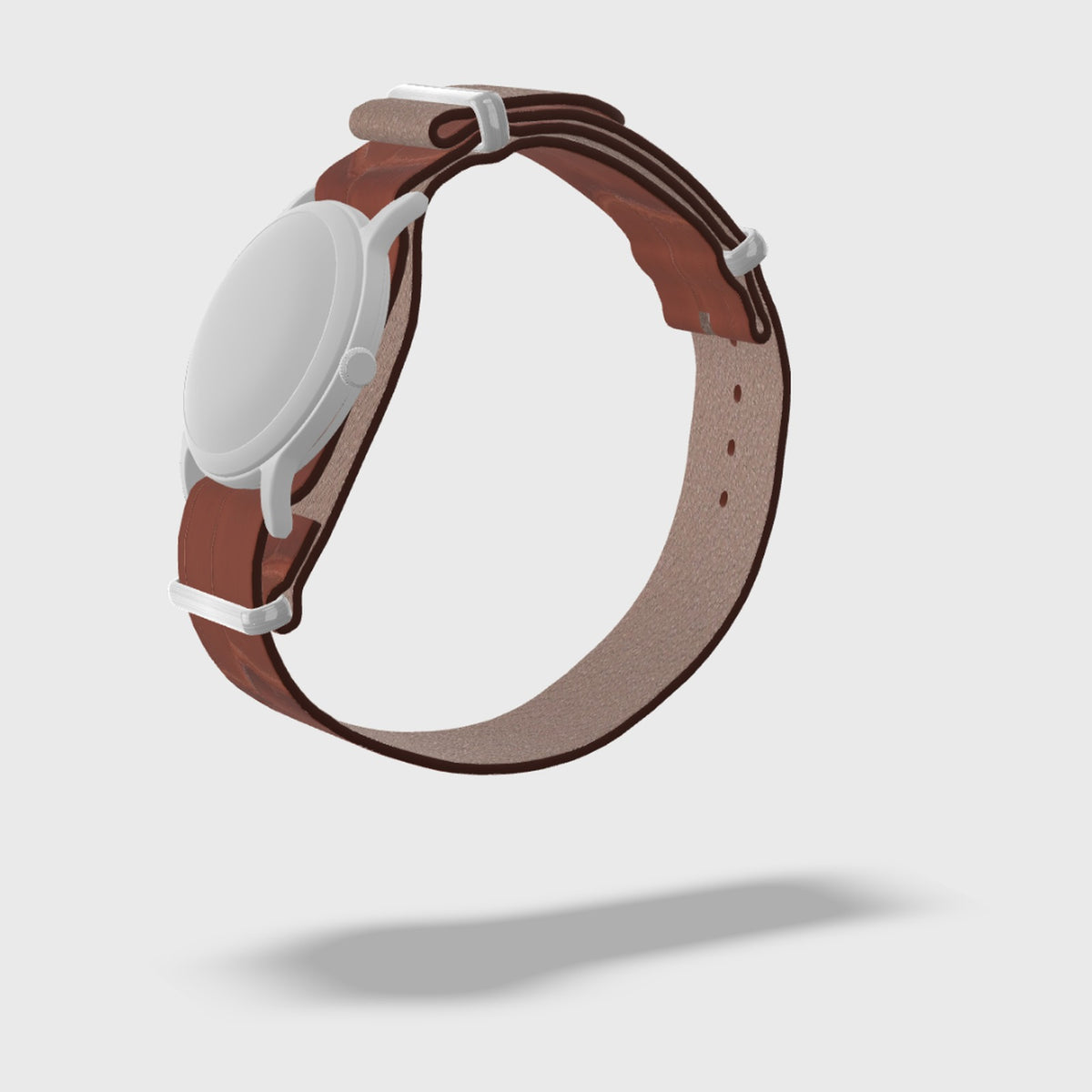 cognac alligator nato leather watch strap, 3D preview
