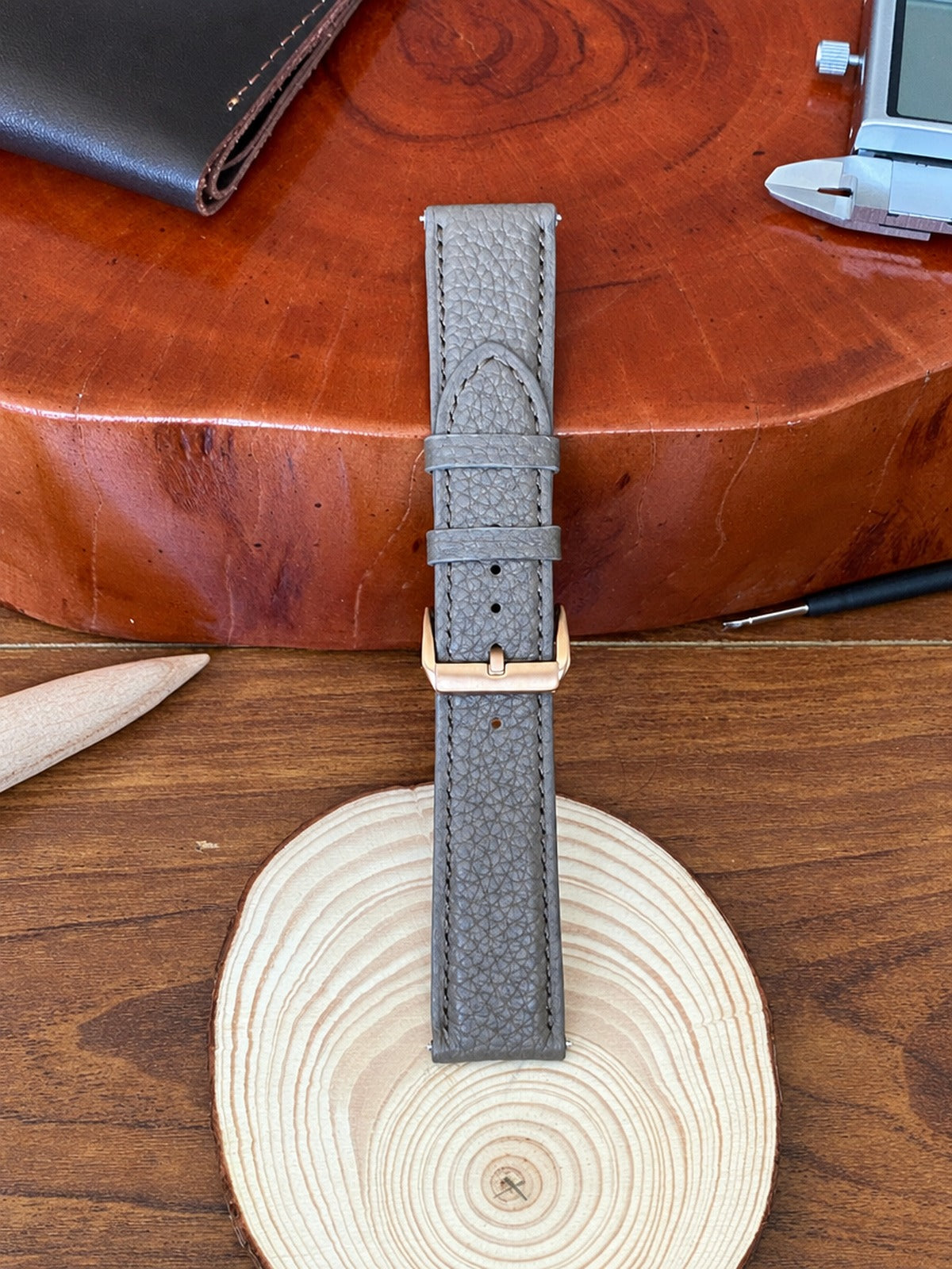 grey togo leather watch strap – photo 3