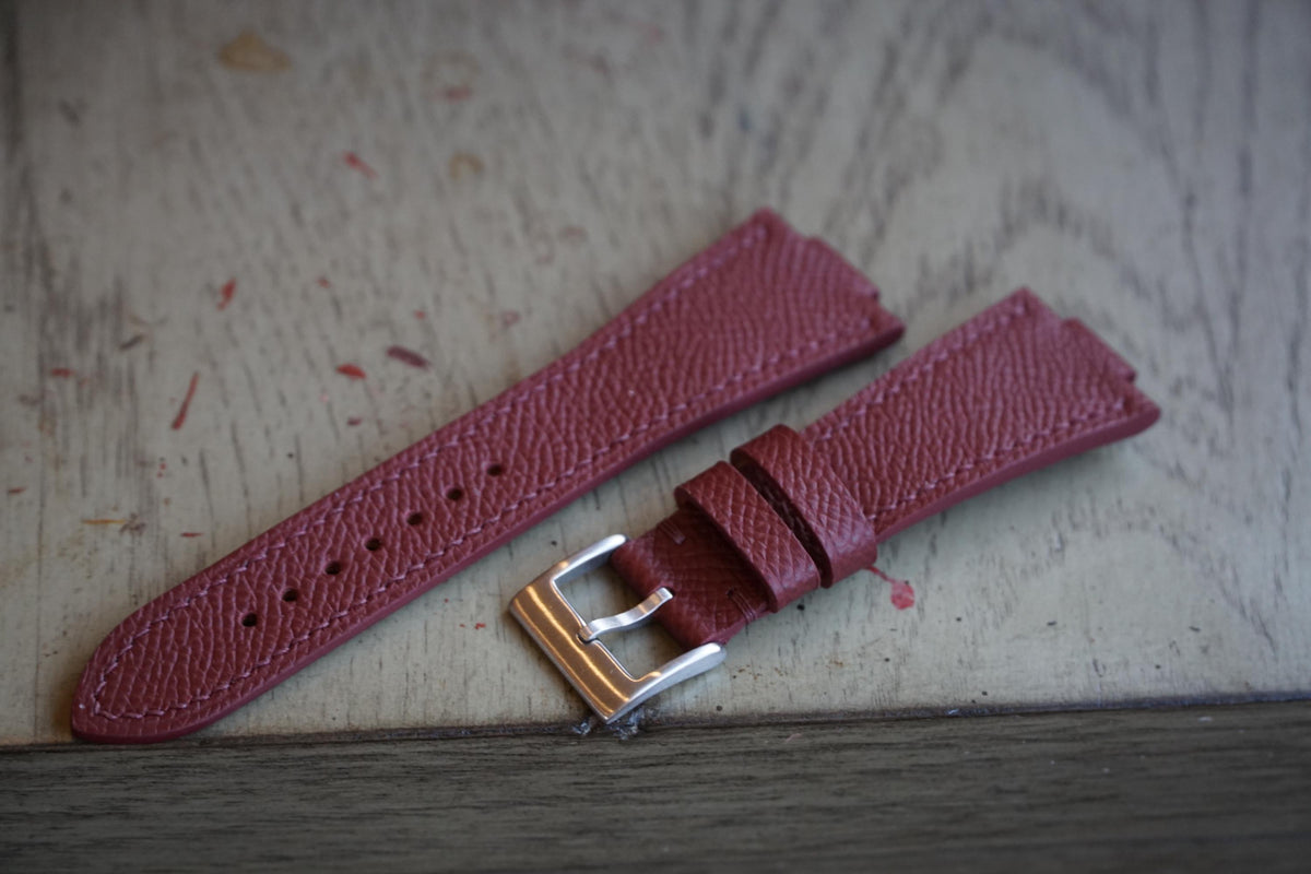 burgundy epsom leather watch strap – photo 3