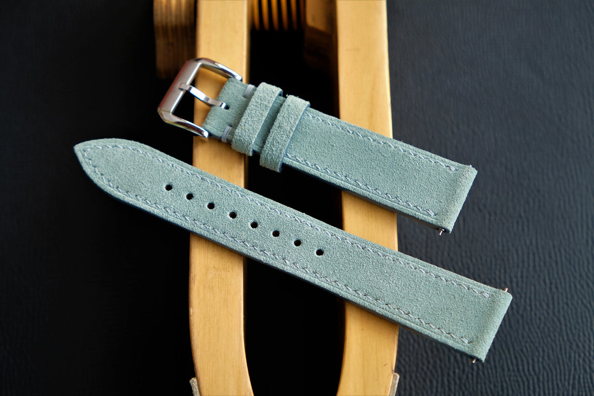 blue suede leather watch strap – photo 3