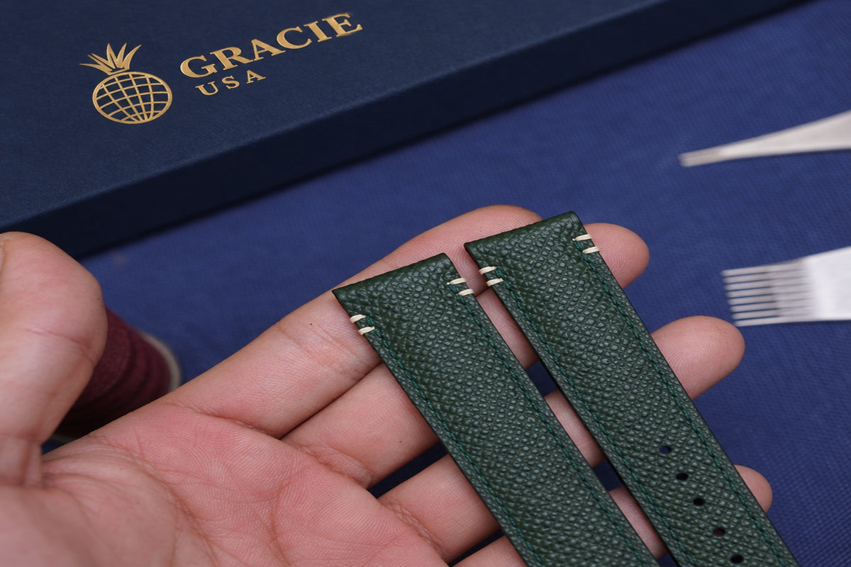 dark green epsom leather watch strap – photo 3