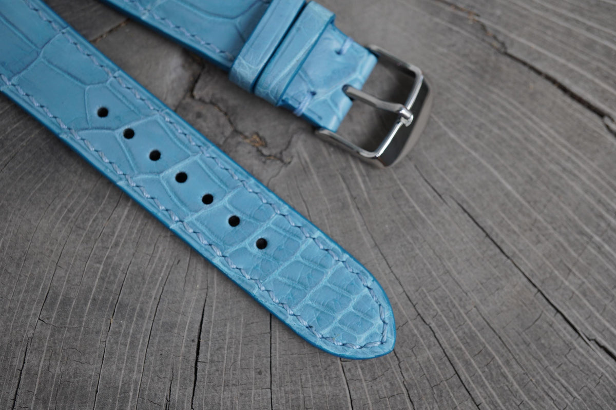 baby blue alligator leather watch strap – photo 3