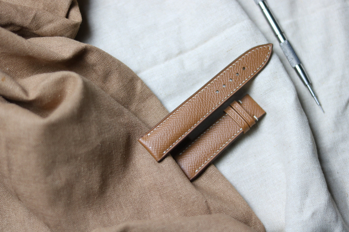 gold brown epsom leather watch strap – photo 3