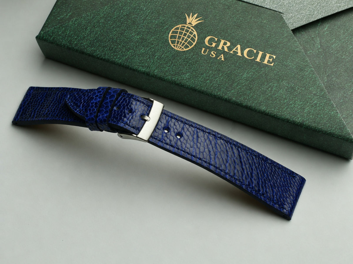 blue ostrich leather watch strap – photo 3