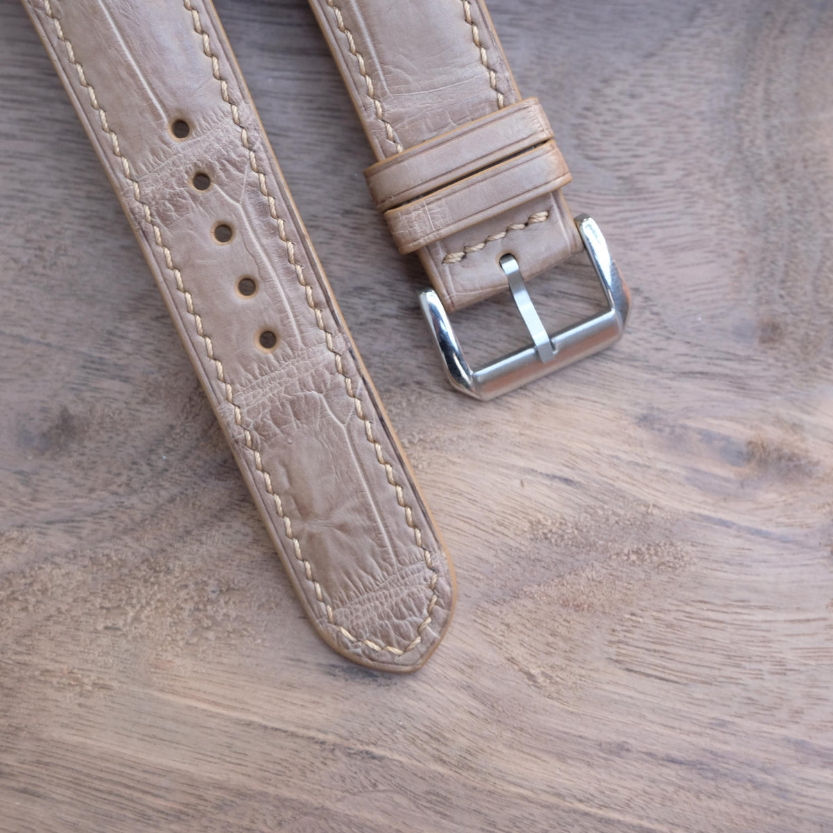 beige alligator leather watch strap – photo 3