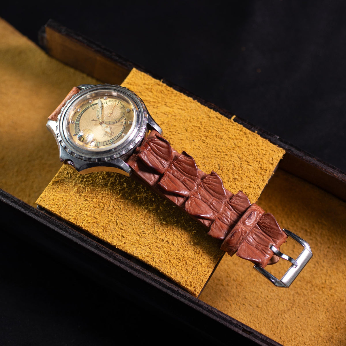 cognac brown alligator leather watch strap – photo 3