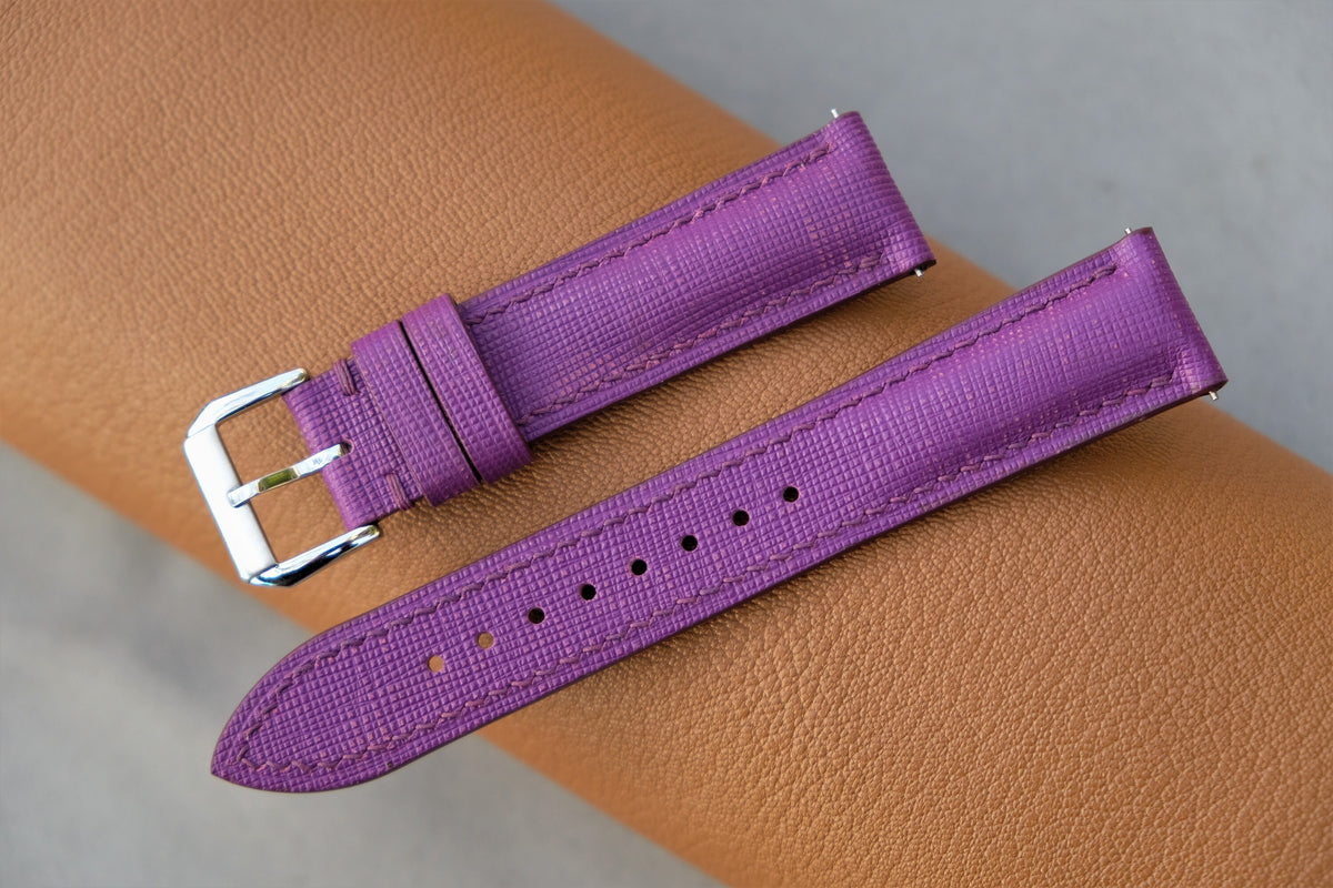 purple saffiano leather watch strap – photo 3