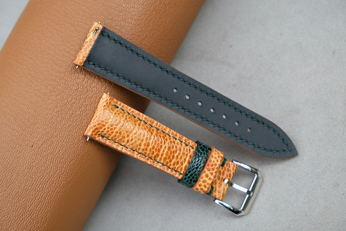 gold ostrich leather watch strap – photo 3