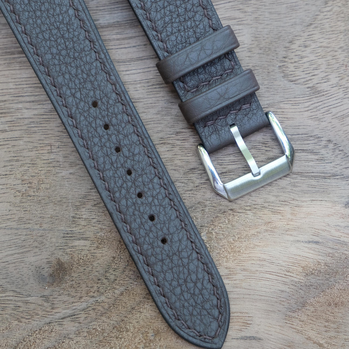 chocolate brown togo leather watch strap – photo 3