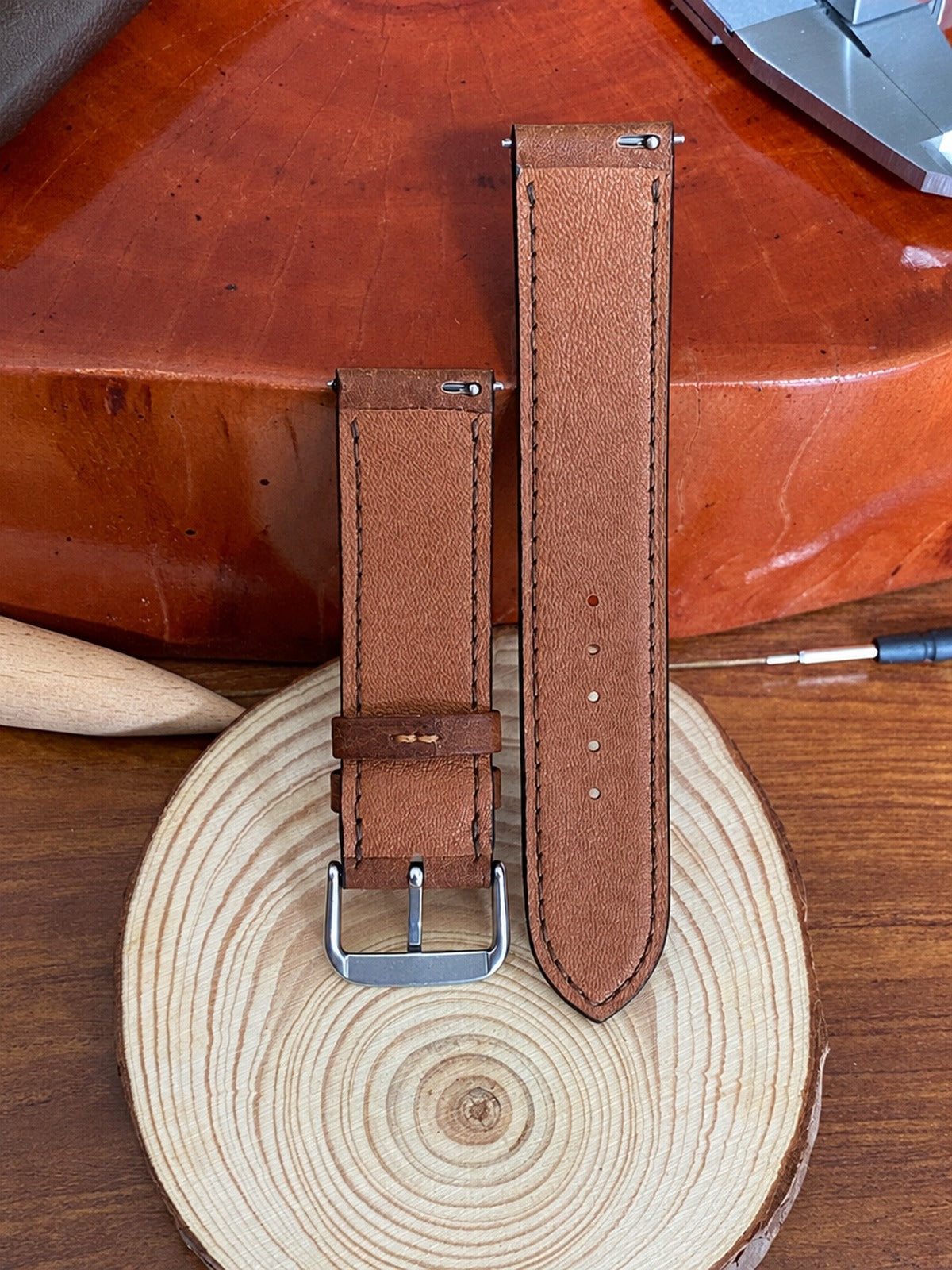 tan pueblo leather watch strap – photo 3