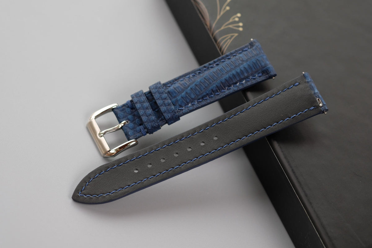 navy blue nubuck leather watch strap – photo 3