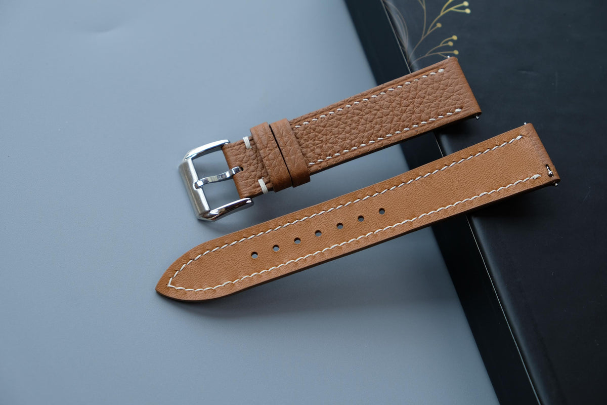 gold togo leather watch strap – photo 3