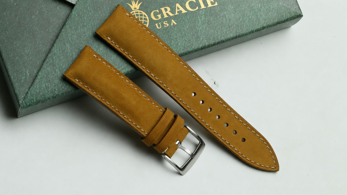 tan nubuck leather watch strap – photo 3