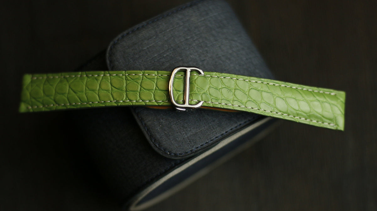 light green alligator leather watch strap – photo 3
