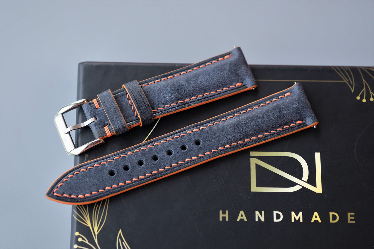 dark blue pueblo leather watch strap – photo 3