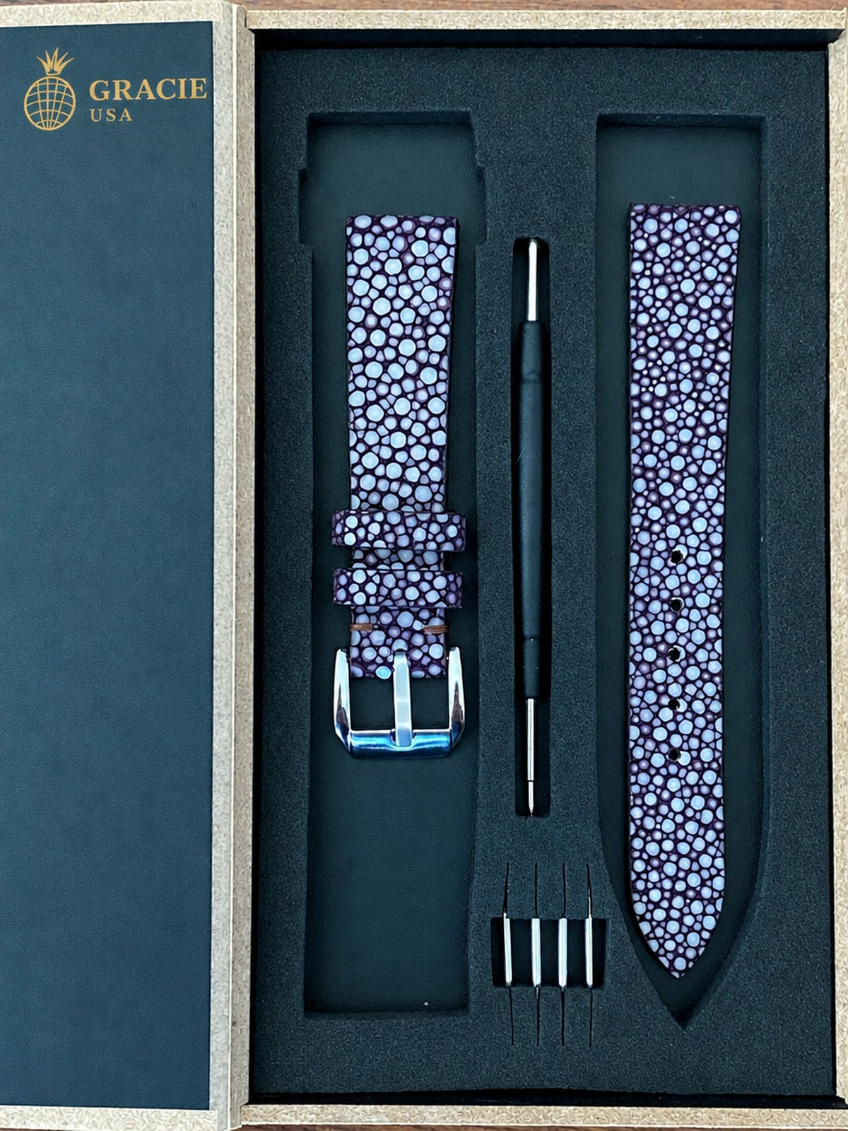 purple stingray leather watch strap – photo 3
