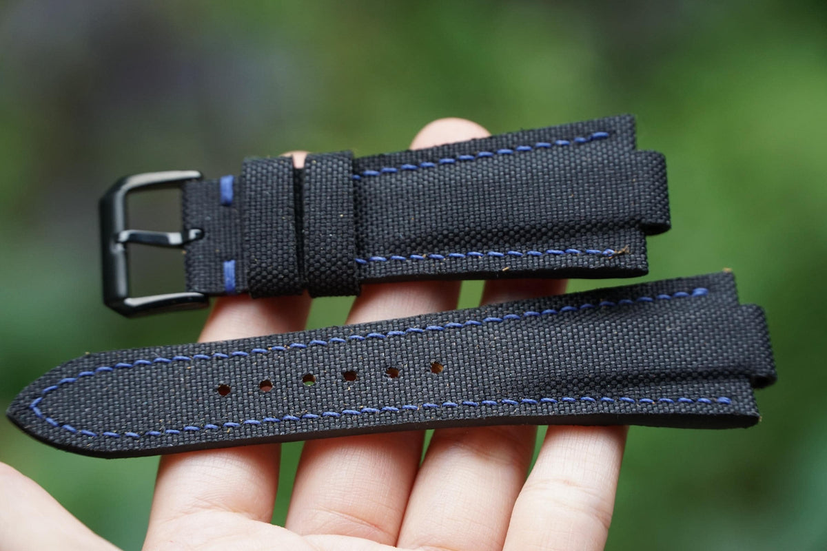 black sailcloth rubber leather watch strap – photo 3