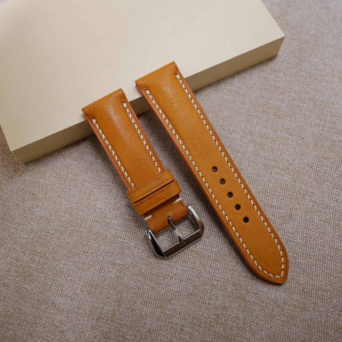 yellow & tan pueblo leather watch strap – photo 3