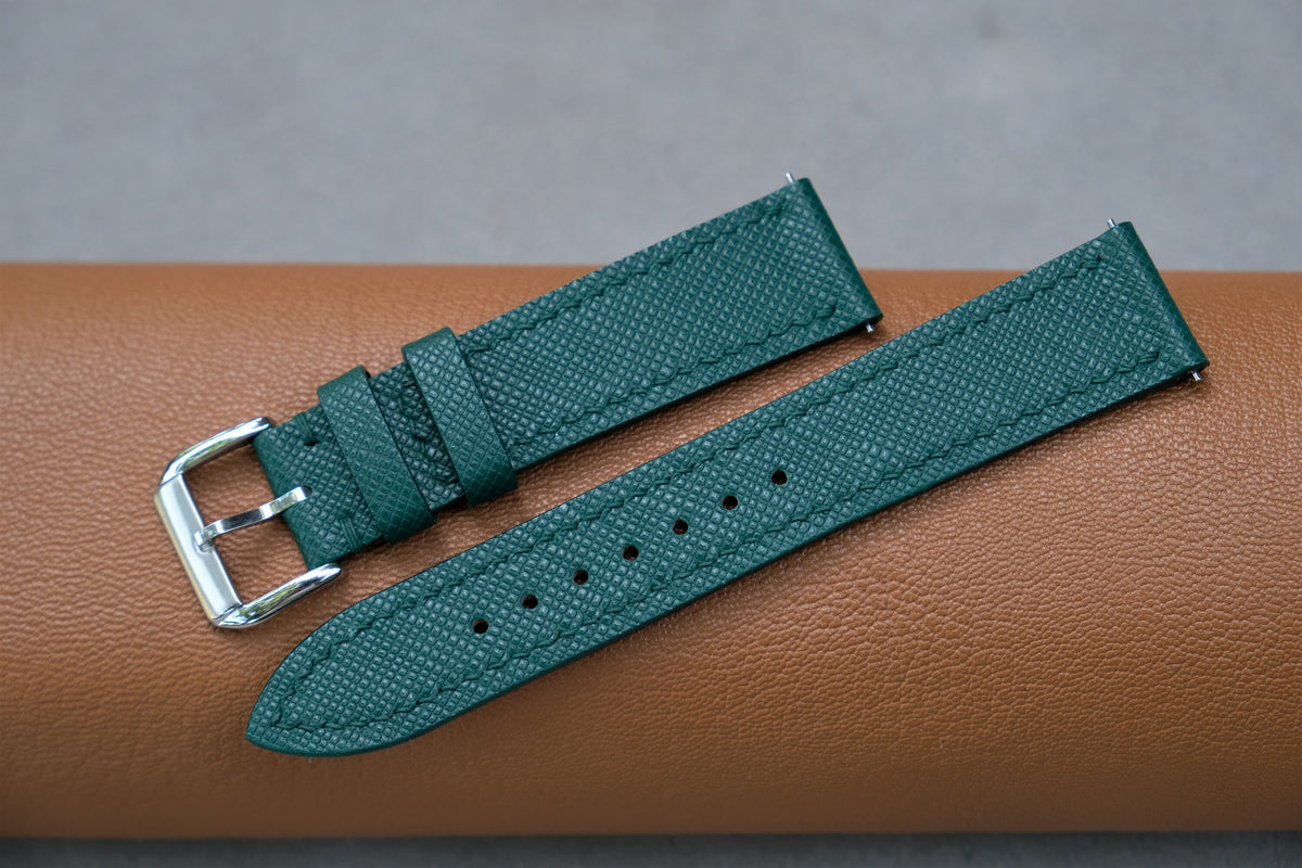 green saffiano leather watch strap – photo 3